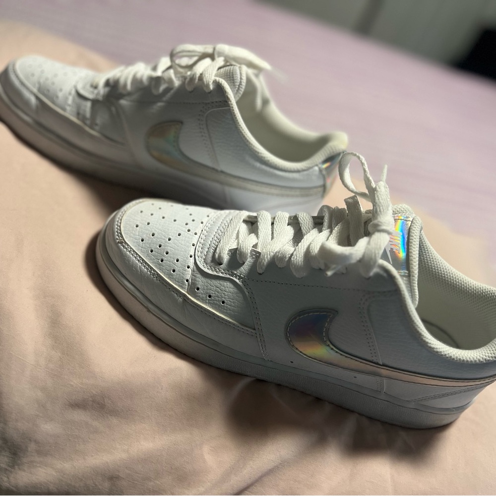 Nike White Sneakers with Iridescent Details